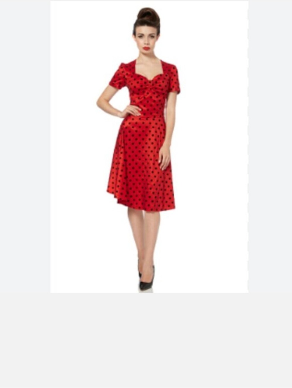 Voodoo Vixen Victoria Red Polka Dot Flare Dress  L